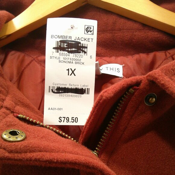 NWT | And Now This - Macys| Bomber Jacket Full Zip| Plus Size 1 X - Picture 6 of 11